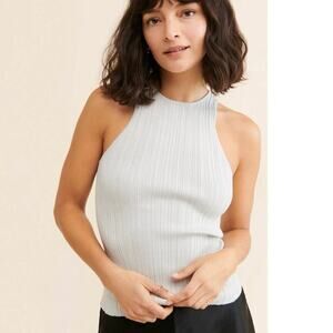 MADEWELL TANK TOP CUTAWAY‎ KNITTED SILVER METALLIC SZ XS STRETCH  FAIRY CORE